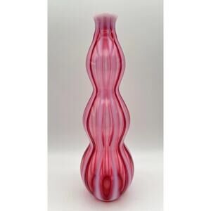 FENTON New World Optic Rib Cranberry Wine Decanter Vintage Art Glass NO STOPPER